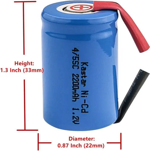 Miniatura 2 de Kastar Paquete de 1 batería NiCD 4/5 Sub-C con pestañas 1.2V 2200mAh repuesto para Remington 2B3 3BF1C 8BS3-1C 9BF21C MK1V PM 950 SM400 XLR 900 XLR