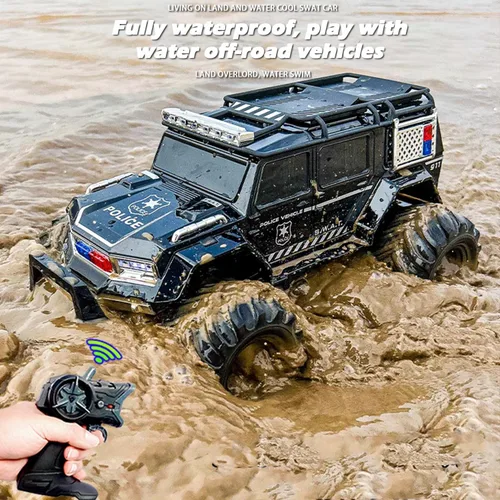 Miniatura 3 de Coche de Control Remoto Anfibio Impermeable Monster RC Cars 4WD Todo Terreno Fuera de Carretera Vehículo de Acrobacias Juguetes con Luces LED de 2.4