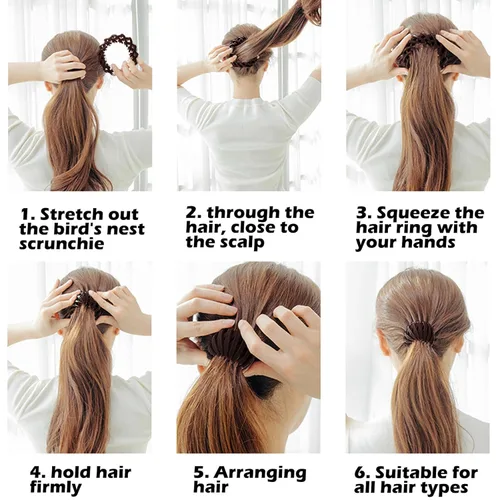 Miniatura 3 de Pinza de pelo mágica de nido de pájaro, accesorio para hacer moños, para cabello grueso y fino, 4 Negro
