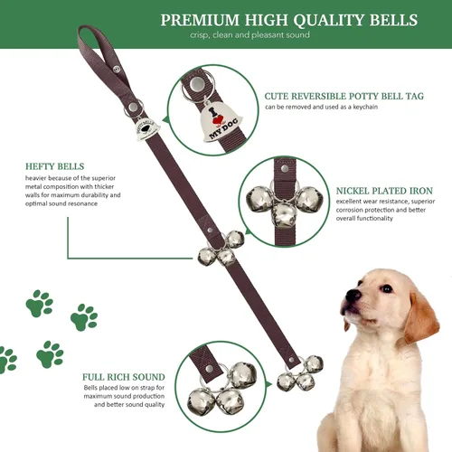 Miniatura 2 de Caldwell's Pet Supply Co. Campanas para orinal para perros, campanas para puerta de perro, campanas para salir al exterior, campana de entrenamiento