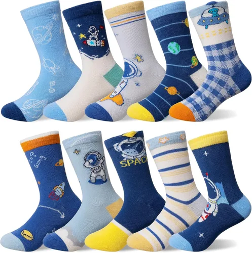 Miniatura 10 de Eocom Calcetines para bebés y niños pequeños, divertidos calcetines de algodón transpirable para regalo, 10 pares