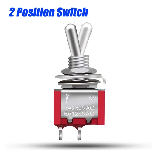 Miniatura 4 de Mxuteuk 8 piezas interruptor de palanca mini SPST interruptor en miniatura encendido/apagado 2 terminales 2 posiciones 6 A 125 V 3 A 250 V