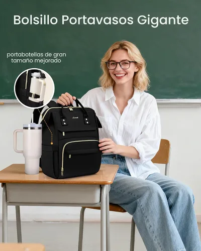 Miniatura 2 de LOVEVOOK - Mochila de computadora portátil para mujer con bolsillo gigante para tarros, mochila de 15.6 pulgadas, impermeable, mochila de viaje