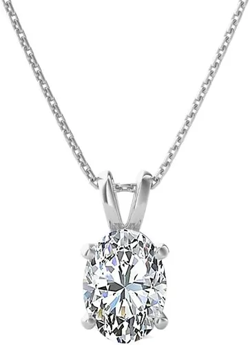 The Diamond Deal VS1-VS2 Clarity (.25-1.00 quilates) Cttw Cttw - Collar con colgante de diamante solitario de forma ovalada cultivado en laboratorio