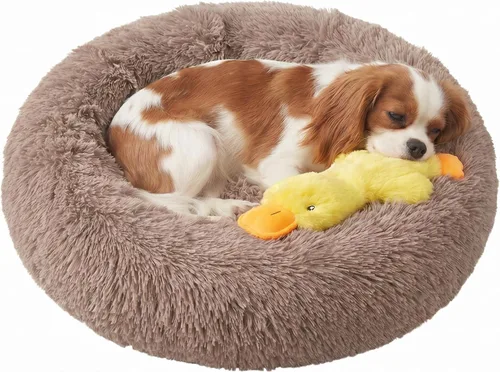 Miniatura 14 de Whiskers & Friends Camas para gatos de interior, cama mullida y calmante para gatos con forma de dona, cama para perros pequeños lavable, camas Gris