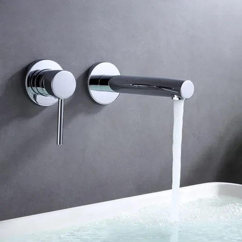Miniatura 3 de sumerain Grifo de baño de montaje en pared para zurdos de una sola manija en cromo