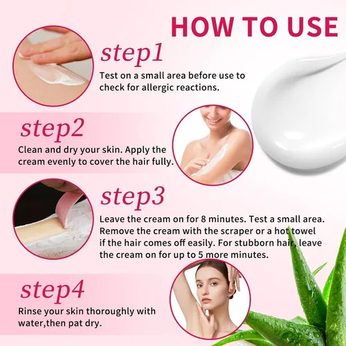 Miniatura 7 de Crema depilatoria para mujeres, crema depilatoria de aloe vera para áreas íntimas y áreas púbicas, depilación para cuerpo, piernas, brazos, axilas