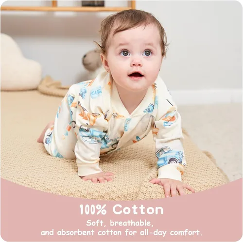 Miniatura 7 de Soft 100% Cotton Baby Boy Girl Unisex Romper Jumpsuits Newborns, Long Sleeve, 0-24 Months