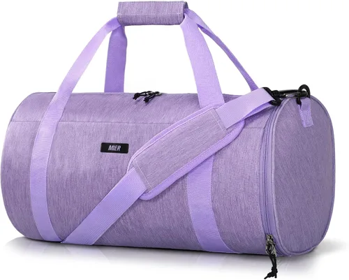 MIER Bolsa de deporte redonda con compartimento para zapatos y bolsillo húmedo, bolsa de mano ligera para hombres y mujeres, entrenamiento, fitness,