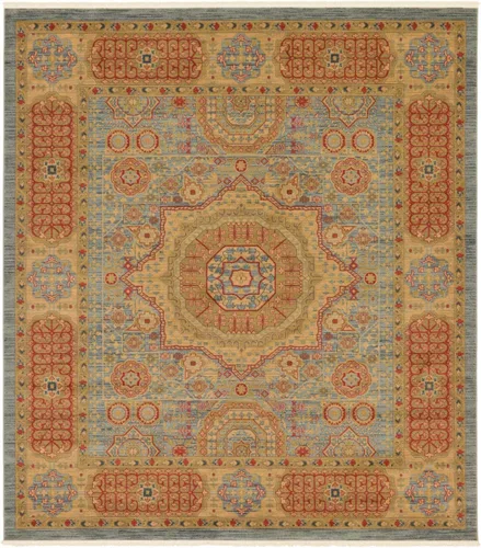 Miniatura 38 de Unique Loom Palace Collection - Alfombra bohemia tradicional, medallón, vintage (2 pies x 3 pies, rectangular, azul claro/bronceado)