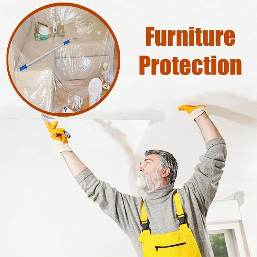 Miniatura 7 de 10 piezas de láminas protectoras de plástico para pintar, tela transparente impermeable y a prueba de polvo para cubierta de muebles, lonas de 9x12