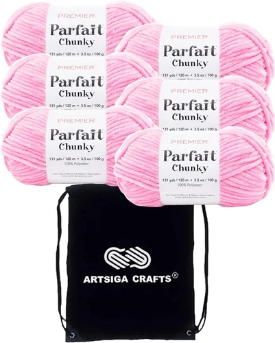 Miniatura 25 de Premier Yarns Parfait Chunky Black 1150-10 (6 madejas, el mismo lote de tinte) Peso S voluminoso #6 hilo de poliéster para ganchillo y tejer