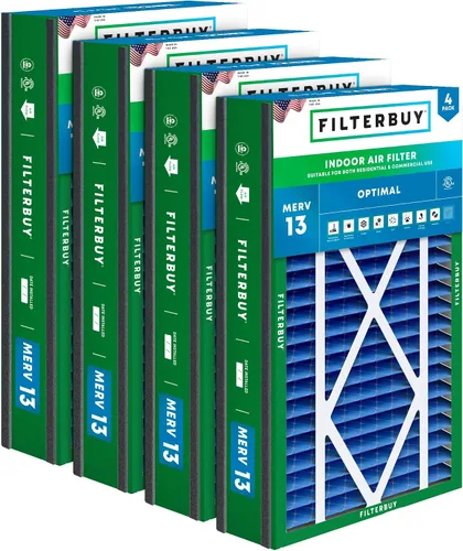 Miniatura 24 de Filterbuy Filtro de aire 10x17x2 MERV 13 Defensa Óptima contra Humo y Alergias (Paquete de 4), Filtros Exteriores Plisados Electrostáticos