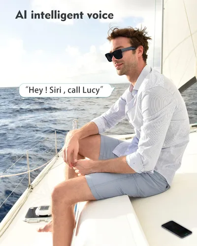 Miniatura 2 de RUIMEN Lentes inteligentes de audio Bluetooth para hombres y mujeres, lentes de sol inteligentes con altavoces y micrófonos con música de oído