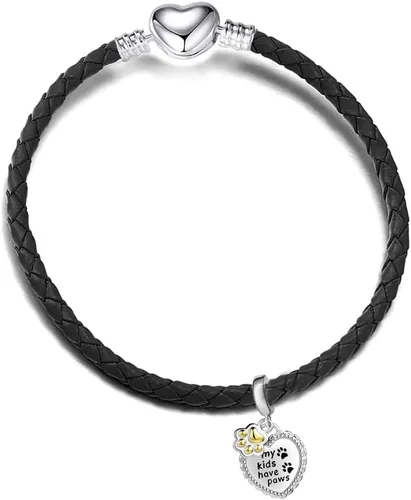 Miniatura 4 de NanMuc Abalorios de Pandora con estampado de pata chapado en oro, cachorro, perro, corazón, mascota, gato, aninmal, compatible con pulseras Pandora