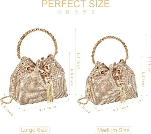 Miniatura 7 de Bolso de noche con diamantes de imitación para mujer, bolso de mano plateado con diamantes brillantes para mujer, fiesta, club, boda, baile