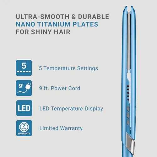 Miniatura 3 de BabylissPRO Nano Titanium Ultra-Sleek Hair Straightener, Flat Iron for All Hair Types