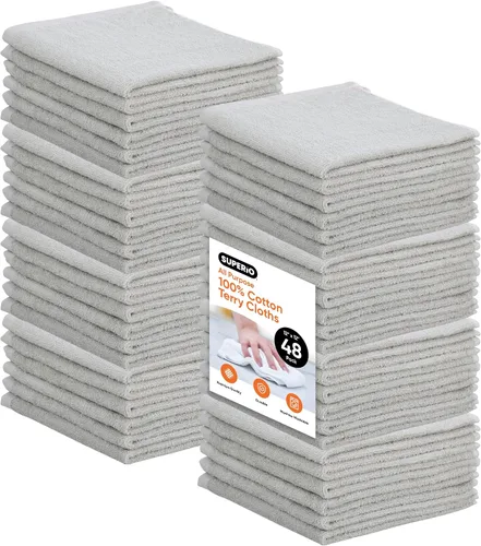 Miniatura 12 de Superio Toallas de rizo de algodón, toallas grises 100% algodón, trapos de limpieza para cuerpo y cara, toallas de spa, multiusos