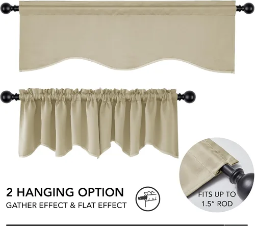 Miniatura 5 de Cenefas Deconovo festoneadas para cortinas pequeñas para oscurecimiento con barra de cortina sólida
