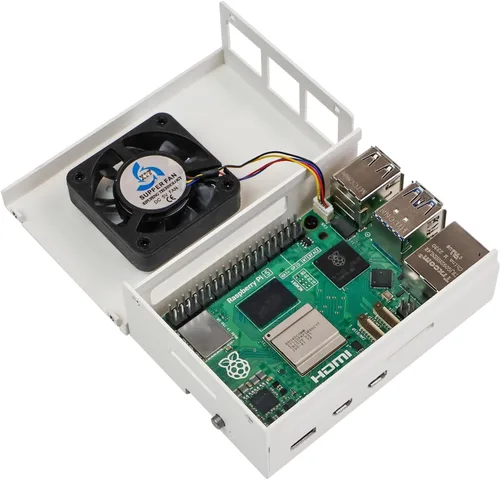 Miniatura 2 de Yahboom Funda para Raspberry Pi 5 Negro Blanco Metal Enfriamiento Funda Protectora con Ventilador de Velocidad Ajustable Anticolisión (blanco)