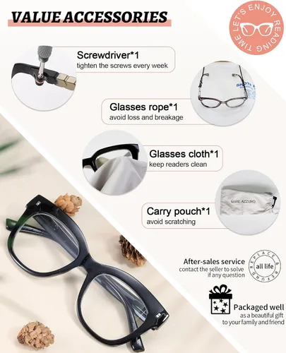 Miniatura 6 de MARE AZZURO Gafas de lectura de gran tamaño para mujer, a la moda, redondas, para lectores 1.0, 1.25, 1.5, 1.75, 2.0, 2.25, 2.5, 2.75, 3.0, 3.5