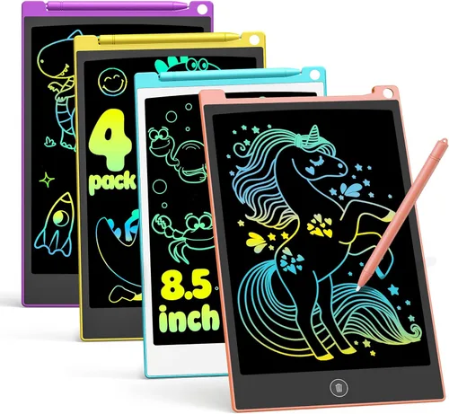 Miniatura 12 de TECJOE - Set de tableta de escritura LCD, tableta de dibujo colorida de 8.5 pulgadas para niños, juguetes de juegos de viaje para niños, actividades