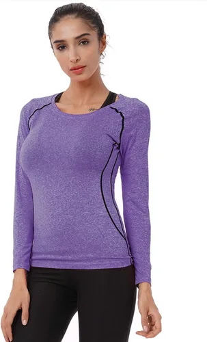 Miniatura 48 de CADMUS Paquete de 1 o 3 camisetas de entrenamiento de manga larga para mujer, camiseta de compresión de ajuste seco para correr
