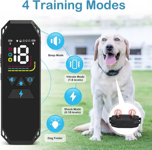 Miniatura 2 de Collar de entrenamiento para perros, collar de choque para perros con control remoto, 2500 pies y 4 modos de entrenamiento pitido, vibración, choque