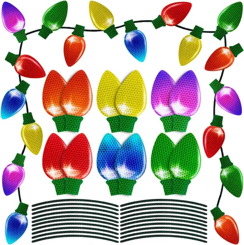 Miniatura 20 de 43 piezas de decoraciones navideñas para auto y refrigerador: set de accesorios con imanes reflectantes en forma de bombilla y gnomo, decoración