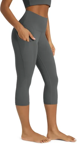 Miniatura 132 de ODODOS - Leggings capri de cintura alta para mujer con bolsillos, control de abdomen, no se transparentan, para entrenamiento atlético, running