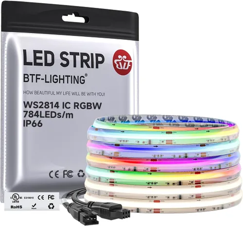 Miniatura 18 de BTF-LIGHTING Tira LED FCOB COB WS2814 IC RGBW 6000K Flexible de Alta Densidad con Efecto de Persecución de Color Uniforme 3m DC24V 896LED/m 16IC/m