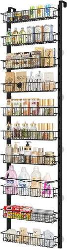 MIAOLI Organizador de despensa sobre la puerta, estante de especias ajustable de 10 niveles, organizador de condimentos colgante para cocina, baño,