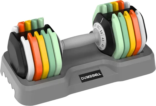 25/55 lbs Pair Adjustable Dumbbell Set, Adjust Dumbbell Weight for Exercises Pair Dumbbells for Men and Women in Home 55lbs-Colorido-1pc