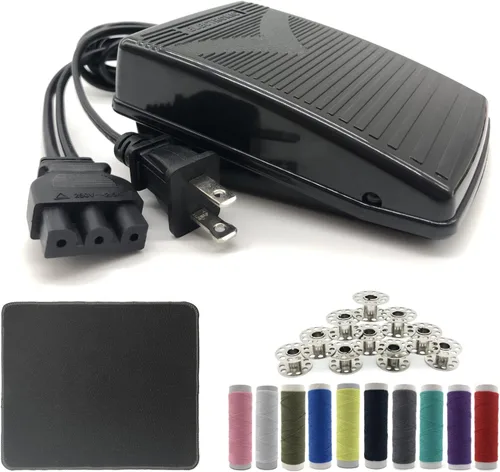 Miniatura 9 de Pedal y cable de alimentación para máquina de coser Brother, compatible con Brother #J00360051 JX2517 LX3817 1034D XL2600i LS2125 XM2701 LX3125