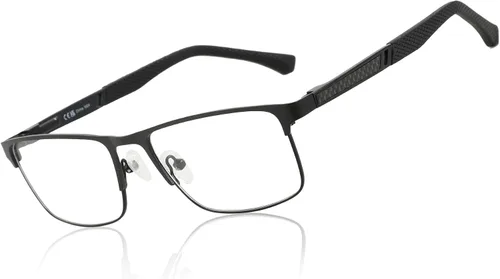 ZENOTTIC Gafas de lectura para hombre: gafas de luz azul con marco cuadrado de metal, almohadillas nasales para lectores de computadora, lentes con