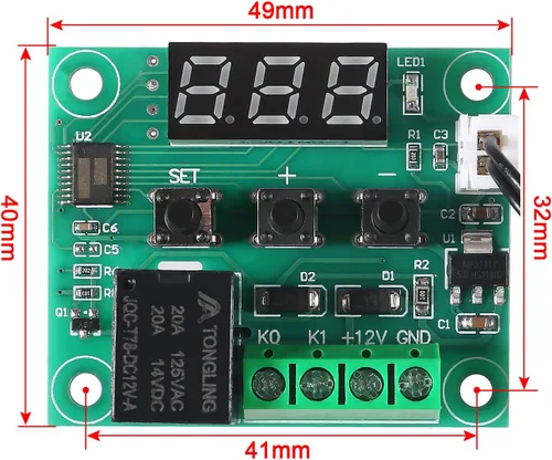 Miniatura 6 de 2 módulos controladores de temperatura W1209, pantalla LED, módulo de termostato digital con funda DC 12 V, interruptor electrónico digital