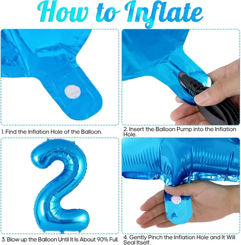 Miniatura 7 de Globos azules con número 2 de 40 pulgadas, globos grandes de helio de aluminio con número, globos gigantes de Mylar número 2 para decoración