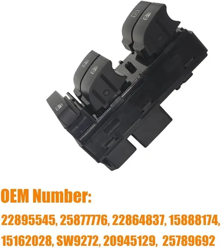 Miniatura 3 de 20945129 Botón de interruptor maestro de control de ventana del lado del conductor Compatible con 2007-2013 Chevy Silverado 1500/2500 HD/3500 HD/GMC