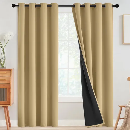 Miniatura 178 de SimpleHome - Cortinas opacas 100% para recámara, cortinas de ventana con ojales beige, con aislamiento térmico, cortinas de oscurecimiento
