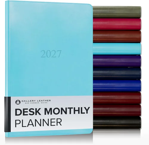 Miniatura 20 de Gallery Leather Agenda Mensual Grande 2025-2026, Elegantemente Encuadernada Planificador de Calendario y Cuaderno con Elegantes Bordes Dorados, 18