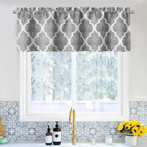 Miniatura 23 de Beauoop Cortinas 100% Opacas de 45 Pulgadas de Largo, 2 Paneles para Dormitorio, Sala de Estar, Gris Aqua Marroquí Geométrico, Oscurecimiento