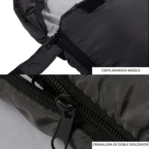 Miniatura 4 de Saco de dormir de 3 a 4 estaciones para adultos y niños, bolsa de camping ligera y cálida para clima frío con saco de compresión impermeable - Gris