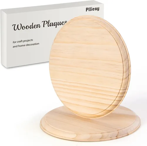 Pllieay 2 placas redondas de madera de 7 pulgadas sin terminar, base de exhibición de madera para proyectos de manualidades