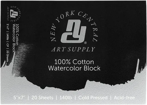 Miniatura 9 de New York Central Bloque de acuarela, prensa en frío de 140 libras de 8 x 8 pulgadas, 20 hojas, papel de acuarela archival para artistas