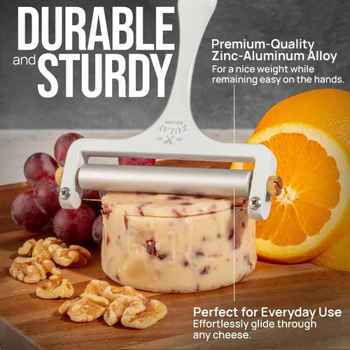 Miniatura 8 de Zulay Kitchen Cortador de queso de alambre de acero inoxidable, cortador de queso de mano ajustable con 2 cables adicionales, afeitadora de queso