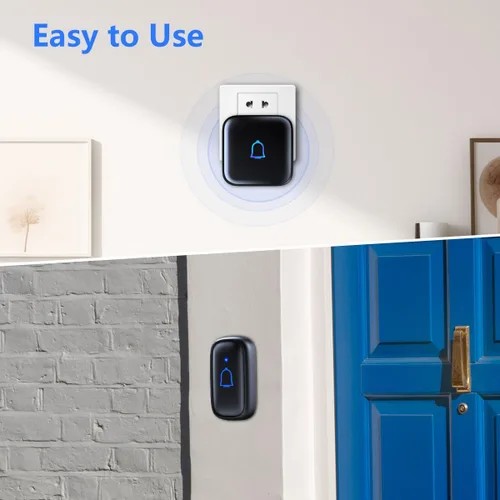 Miniatura 6 de Timbre inalámbrico para el aula, IP66, impermeable, timbre de puerta ruidoso de 1000 pies, 66 campanillas, modo silencioso, 115 dB, 7 niveles, vol
