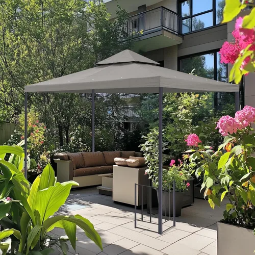 Miniatura 8 de Yescom Toldo de repuesto para cenador UV30+ de 8 x 8 pies, color gris para tienda de campaña de patio y jardín de doble nivel Y0088T09 Beige