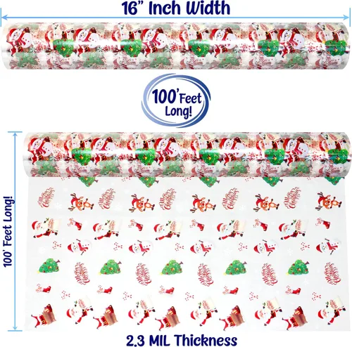 Miniatura 2 de Rollo de envoltura de celofán navideño AnapoliZ 100' pies de largo X 16" pulgadas de ancho 2.3 milímetros de celofán transparente muy claro