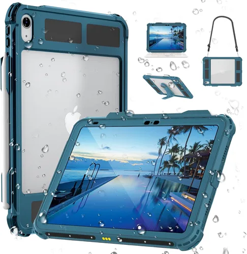 Miniatura 9 de Funda impermeable compatible con iPad Air de 11 pulgadas (M2)/5ª/4ª generación de 10.9 pulgadas, funda protectora de cuerpo completo con protector