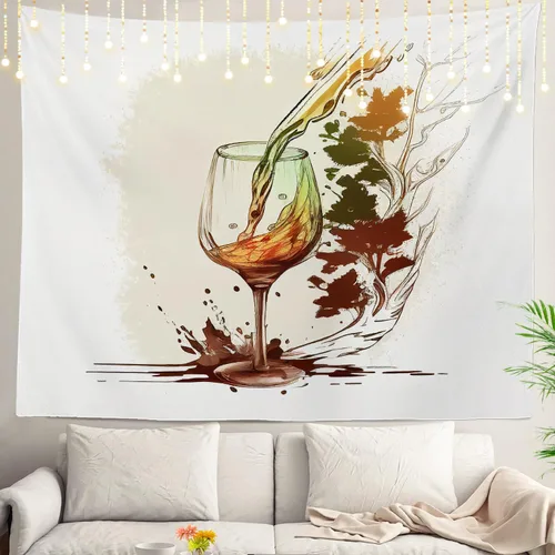 Miniatura 53 de Shrahala Tapiz de pared con paisaje de lago de otoño, bosque amarillo, para colgar en la pared, tapiz grande, decoración de fibra de poliéster